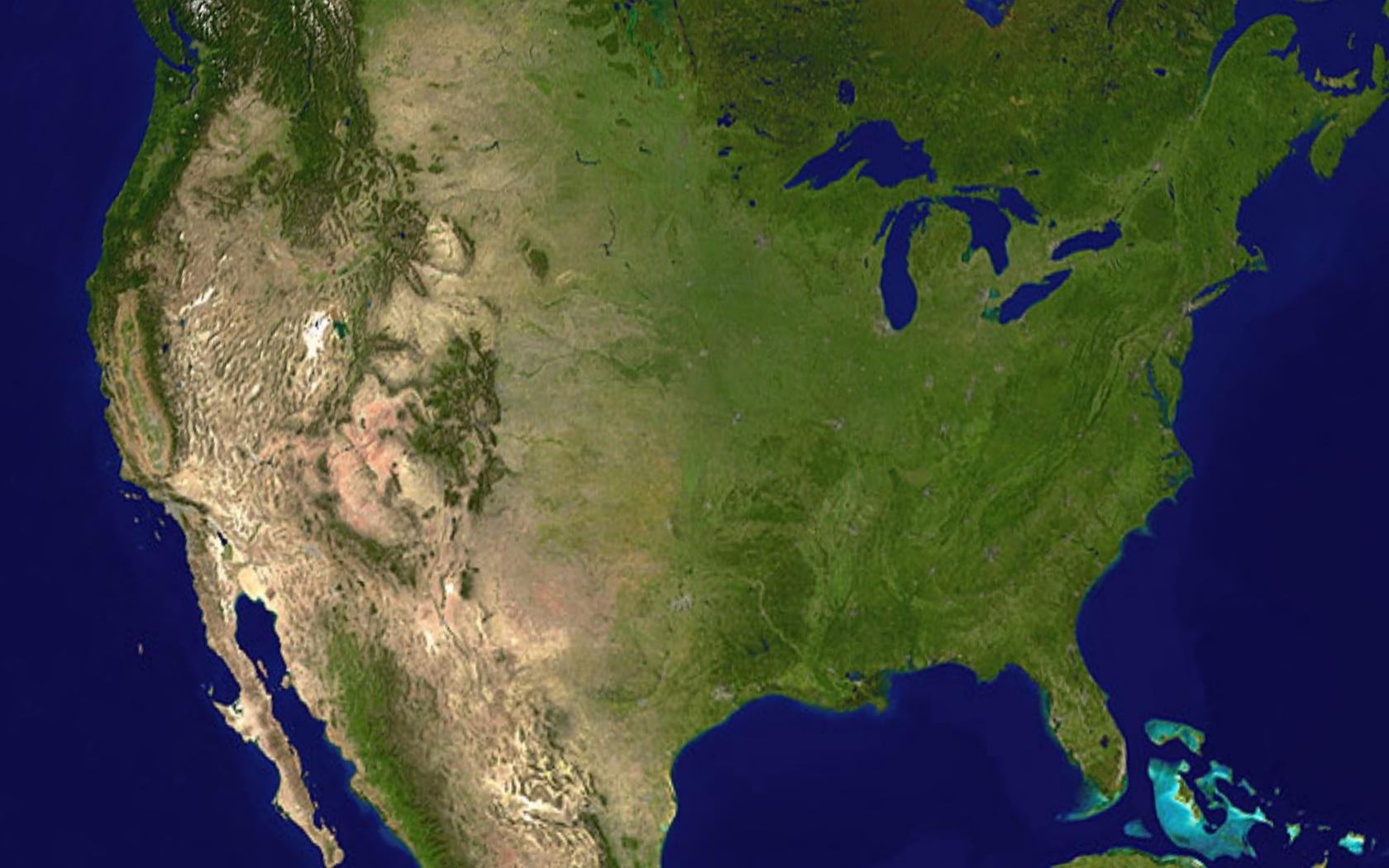 satelitarna mapa ameryki Satelitarna mapa USA   mapa z satelity USA (Ameryka Północna 