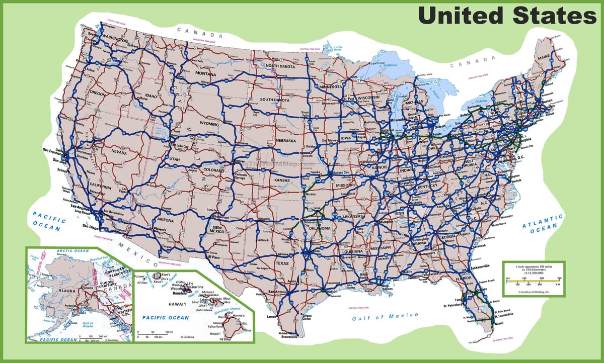 Drogowa mapa USA