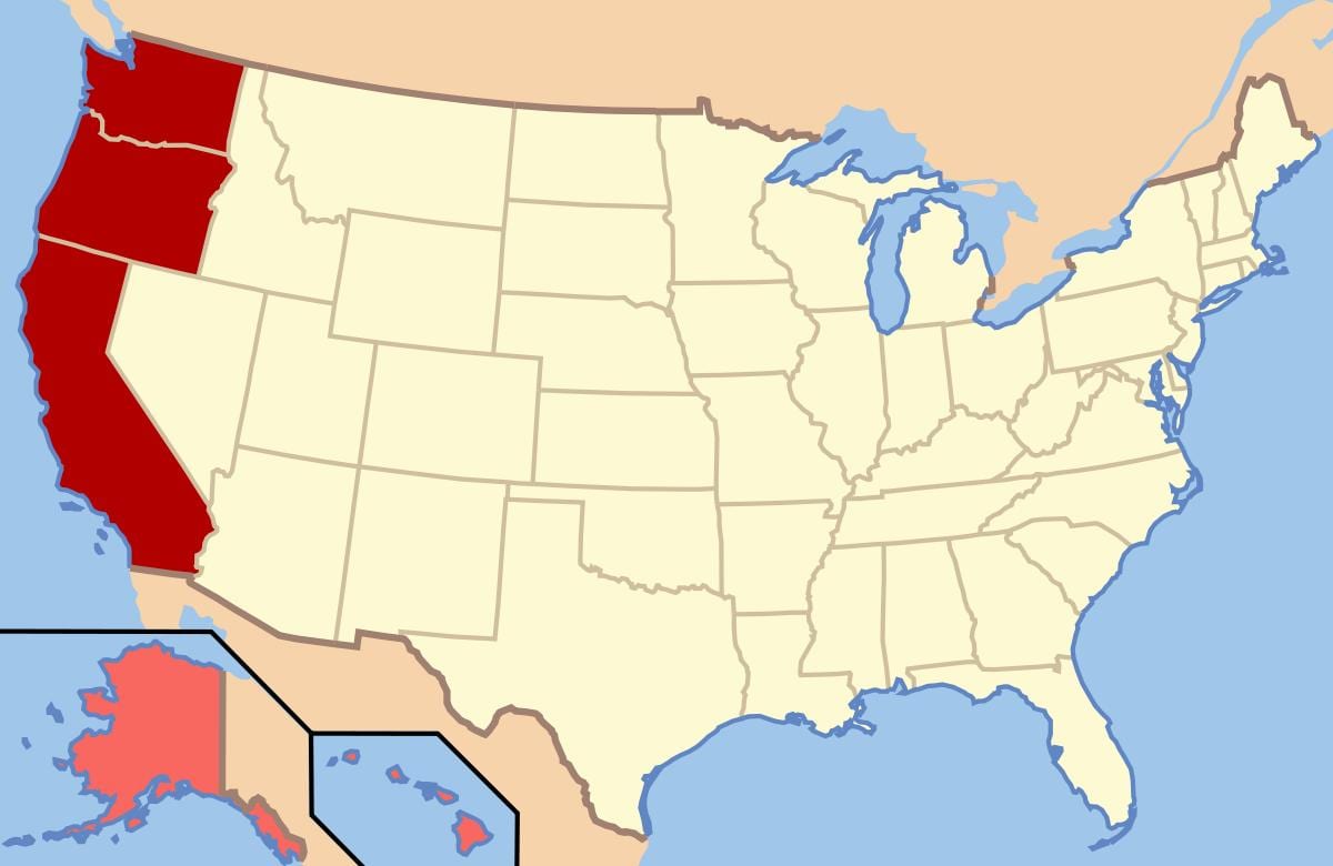 mapa północno-zachodniej części USA