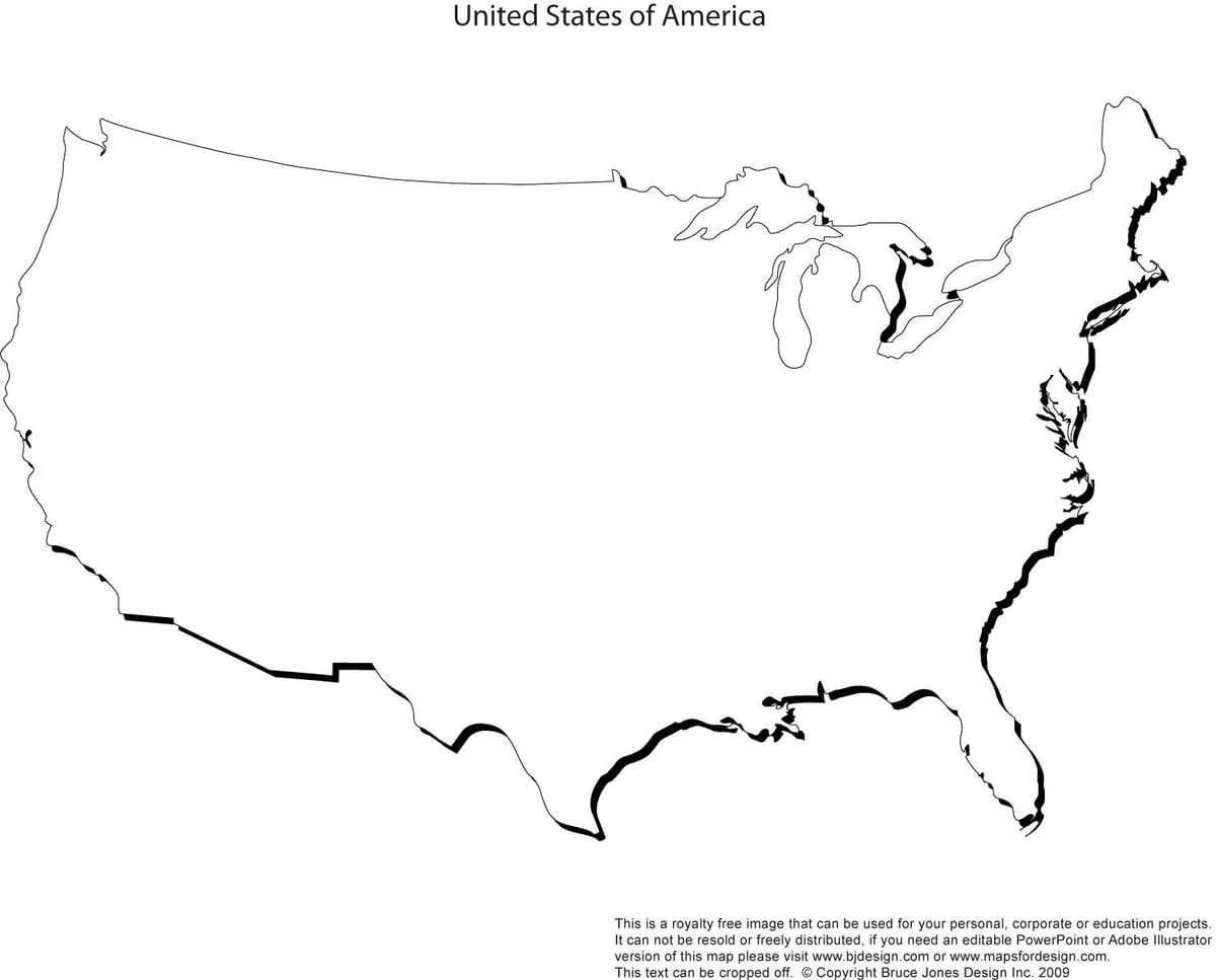 Mapa konturowa USA