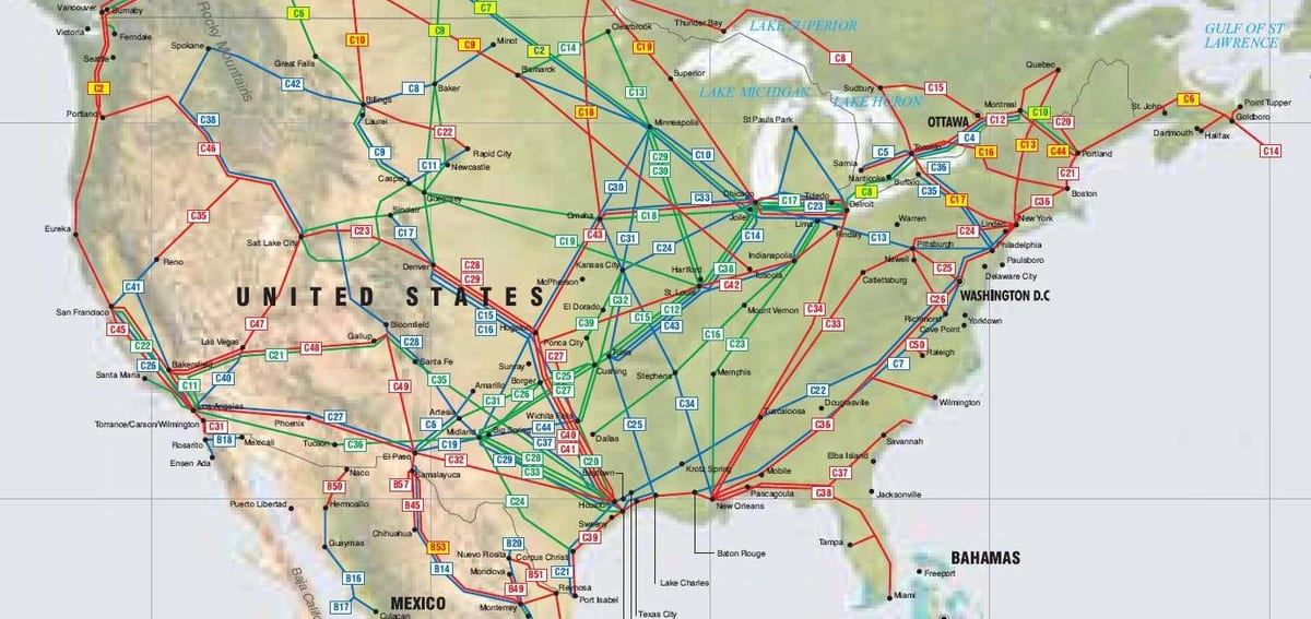 mapa USA rurociągu