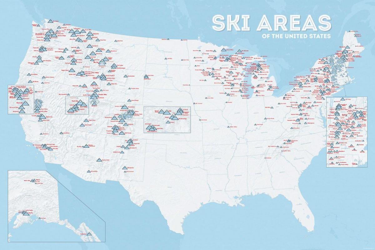 USA ośrodki narciarskie mapa
