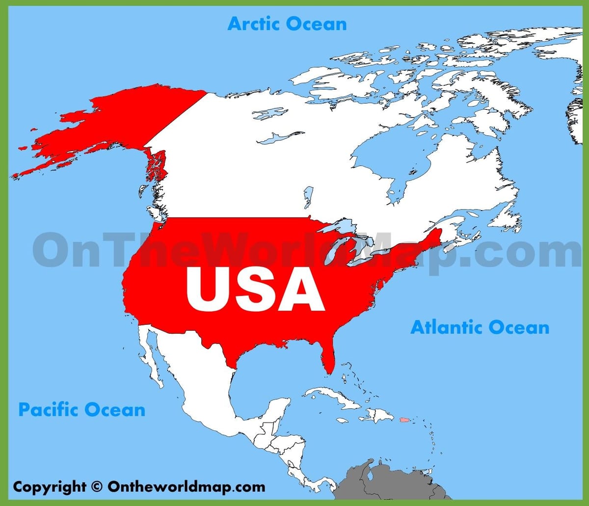 na północ mapie USA