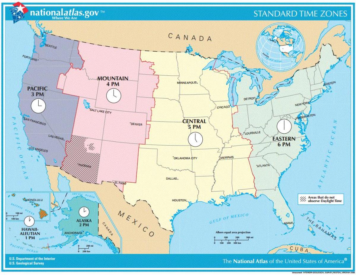 USA mapa strefy