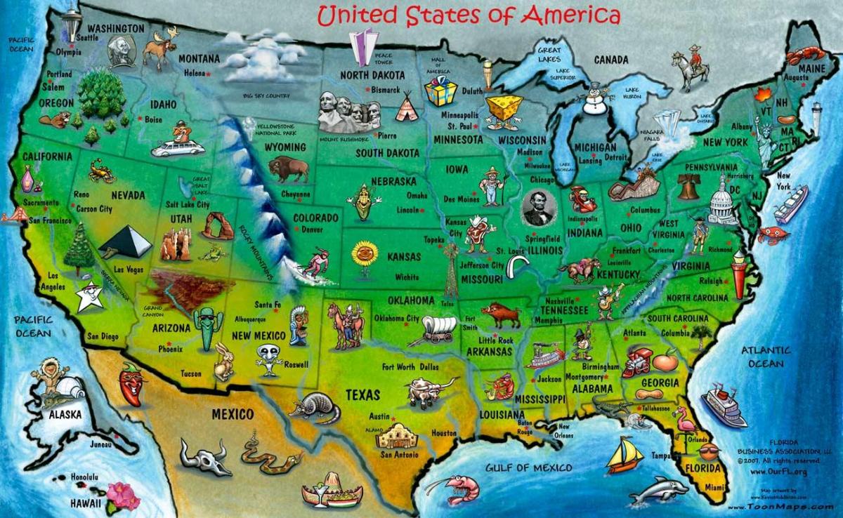 mapa turystyczna STANY zjednoczone