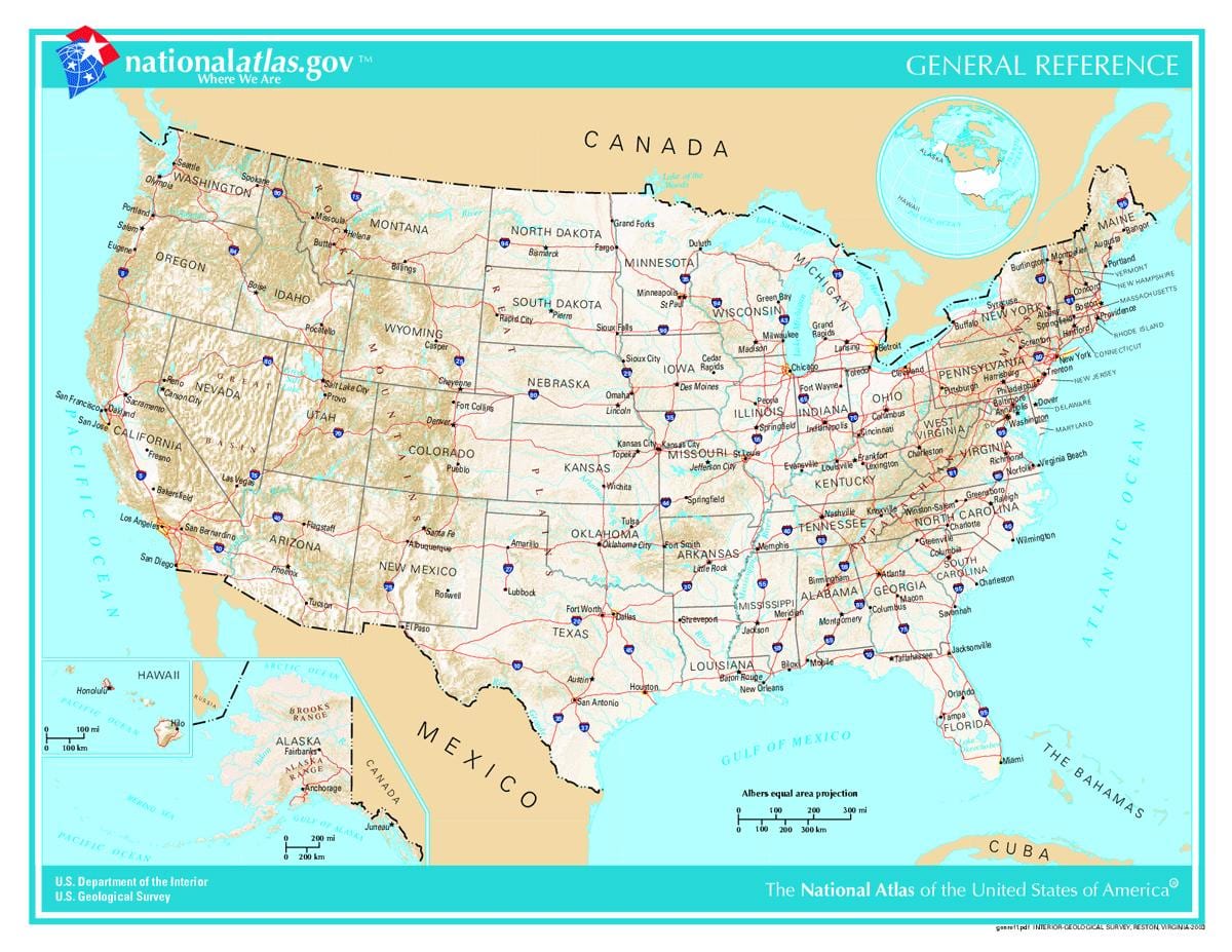 szczegółowa mapa USA