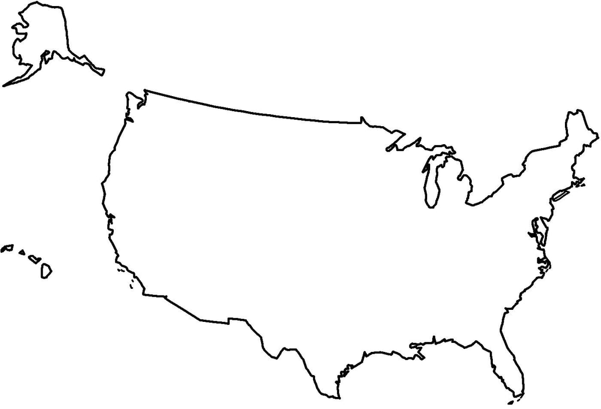 USA mapa stanu kontury