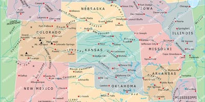 Mapa środkowej części USA