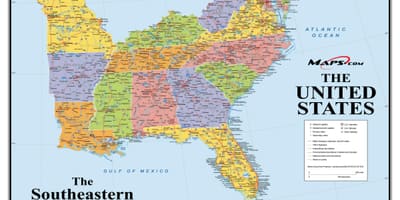 Południowo-wschodnie stany USA mapa