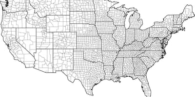 Hrabstwa w USA mapa