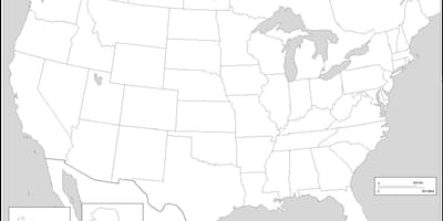 Czarno-biała mapa USA