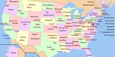 Mapa USA ze stolicami