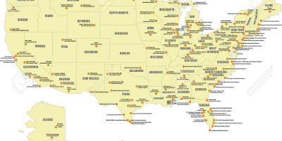 Międzynarodowe lotniska w USA na mapie