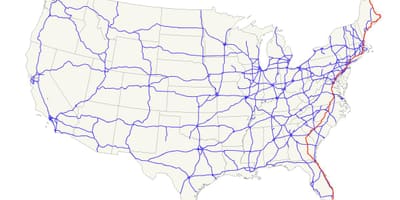 Mapa USA trasa 1
