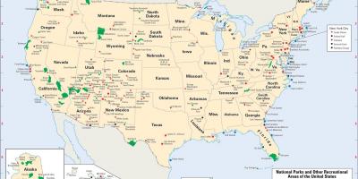Mapa parków narodowych w USA