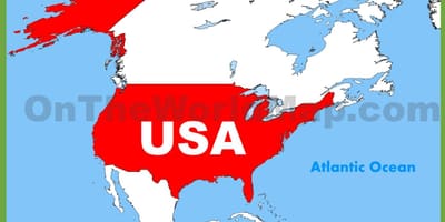 Na północ mapie USA