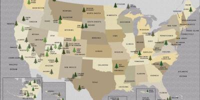 Mapa parków narodowych USA