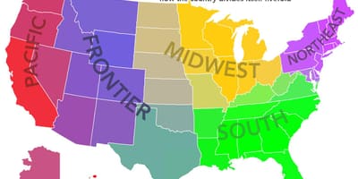 USA mapa regionów
