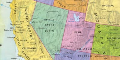 Drogowa mapa zachodniej części USA